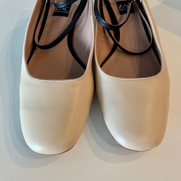 Zac Posen Voss beige and black shoes with wrap around strap on ankles-size 9 - Picture 9 of 12